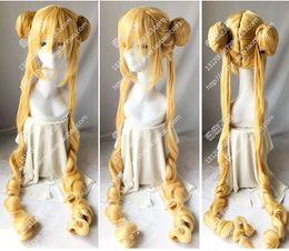 Sailor Moon Gold modelling Costume party wig 59" 150cm Anime Hair Wigs