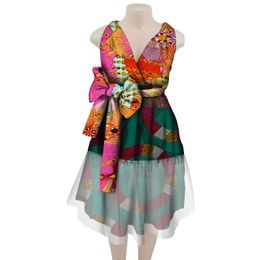 African Dress for Women summer Vintage Maxi Dress Dashiki african bazin Knee-length sleeveless dress plus size clothing WY4049