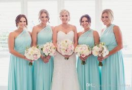 Cheap Mint Green Bridesmaid Dresses Pretty A Line Summer Country Garden Formal Wedding Party Guest Maid of Honor Gowns Plus Size Custom Made