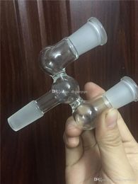 2pcs 3 Joint on one drop down adapter For Bong One To Two Glass Dropdown Adapter double bowl 14mm 18mm male female Bong Smoking