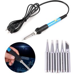 220V 60W Adjustable Temperature Electric Welding Soldering Iron Tool with 5 Tips