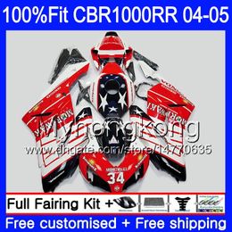 Injection +Tank For HONDA CBR 1000RR 04-05 CBR 1000 RR 2004 2005 275HM.49 CBR1000 RR CBR1000RR 04 05 OEM Body cowling blue red Fairings kit