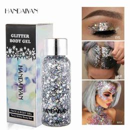 HANDAIYAN Eye Glitter Nail Hair Body Face Glitter Gel Art Flash Heart Loose Sequins Cream Festival Glitter Decoration Party Festival