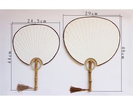 DIY Blank White Silk Cloth Hand Fan Traditional Craft Bamboo Root Handle Chinese Fan Painting calligraphy Ladies Round Fans