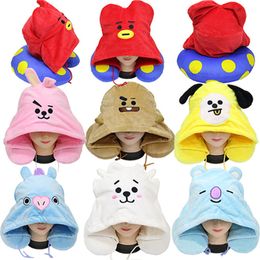 7 Colours Cartoon Stuffed Plush Animal Hat Cushion With U Shaped Heat Neck Pillows Lovely Cute Colourful Embroidered Pillows DH0725
