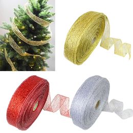 200*5cm Gold and Silver Silk Satin Ribbon Metallic Luster Party Wedding Decoration Gift Christmas New Year DIY Decor Material