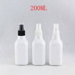 200ML White Square Plastic Bottle With Spray Pump , 200CC Empty Cosmetic Container , Toner / Water Packaging Bottle