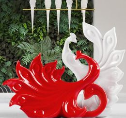 Creative home Jewellery ornaments wedding gift wine cabinet decorations living room bedroom peacock open screen ceramics crafts