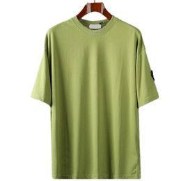 Braçadeira clássica mangas de algodão básicas de verão Novo crachá manga curta moda casual solto T-shirt simples