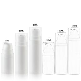 5 10 15 30 50 75ML Empty Refillable White Airless Pump Bottle Vacuum Pump Cream Lotion Bottle For Toiletries Liquid Container