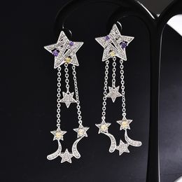 Fashion-Tassel Earrings 2020 New Fashion Wedding Jewelry Cubic Zirconia 925 Silver Earring Women Brand Designer Jewellery