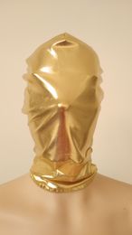 Costume Accessories shiny metallic spandex metal gold Colour Zentai Costumes Party Halloween Mask/Hood