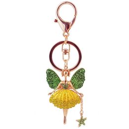 key chain girls female lovely diamond inlaid angel bag accessories metal pendant keychain creativity Key ring