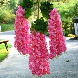 12 pieces Artificial flowers 110 cm Encrypted Red White Wedding Flower Wisteria flower decoration Vine indoor outdoor field party Prom