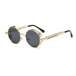 Heißer Verkauf Runde Metall Steampunk Sonnenbrille Männer Frauen Mode Gläser Marke Designer Unisex Retro Vintage Runde Sonnenbrille Großhandel