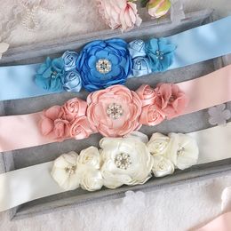 5PCS Bridal Belt Womens Elegant Rose Flower Waistband Rhinestone Beaded Bridal Wedding Dress Waist Belt Sashes 7 Colours 5x270cm