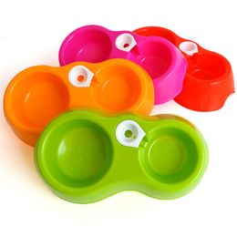 Plastic Pet Dog Feeder Dual Port Automatic Feeder Bowl Water Food Feeding Bowls Suitable For Home Travel Use