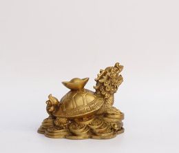 Pure copper dragon turtle ornaments open large ingot money dragon head turtle crafts living room lucky decorations