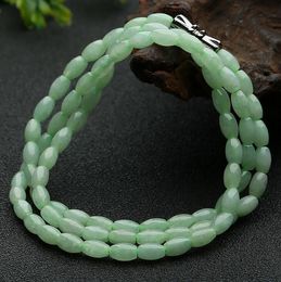 Natural Light Green Jadeite Bead Necklace Genuine Myanmar A Goods Women's Bracelet Jade Bead Necklace
