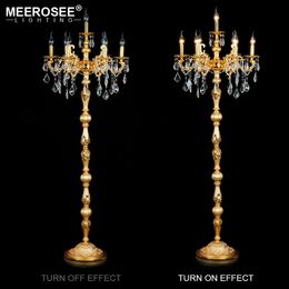 Classic 7 Lights Crystal Floor Lamp, Floor Stand Light Fixture Cristal Lustre Candelabra Standing Lamp Centrepiece