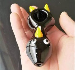 -Schwarz Pinguin Rohr Bongs Zubehör, Glas Rauchpfeifen bunte Mini Multifarben Handpfeifen Beste Löffel Glaspfeife