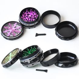 High Quality 4 layers Aluminum Alloy Tobacco Grinders 63MM Clear Top Window Herb Grinders CNC Teeth Colored Metal Grinders