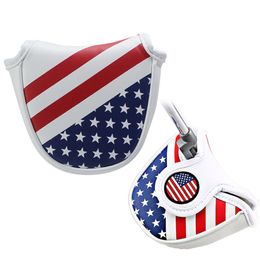 Golf USA stars & stripes AMERICA Flag Universal MALLET Putter Cover Headcover Magnetic Closure Blue,Red,White