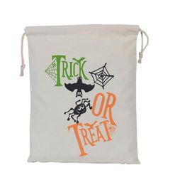 New arrive Halloween Candy Gift Sack Treat or Trick Pumpkin Printed Canvas Bag Children Party Festival Drawstring Bag