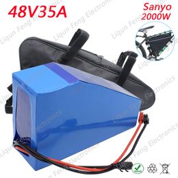 High quality 48V 35AH 2000W Triangle Lithium ion Battery use Sanyo Cell Ebike Battery fit 48V 750W/2000W bafang mid-drive motor.