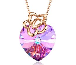 Fashion- European and American character amethyst heart necklace uses Swarovski crystal necklace