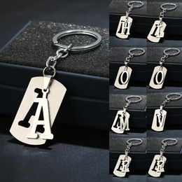 New Diy A-Z Letters Key Chain For Men Metal Keychain Stainless Steel Women Car Key Ring Simple Letter Name Key Holder Party Gift Jewellery