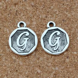 100pcs/lots Antique Silver Letter "G" Alphabet Initial alloy Charms Pendants For Jewellery Making Necklace DIY Accessories