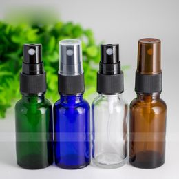 Clear Amber Blue Green 15ml Glass Spray Bottles With Mist Spray Pump 15CC Perfume Spray Make-up Water Container Glass Vials