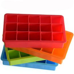 Silicone Ice Moulds 15 Lattice Portable Square Cube Chocolate Candy Jelly Mould DIY Ice Cube Mould Square Shape Silicone Ice Tray Fruit Lattice