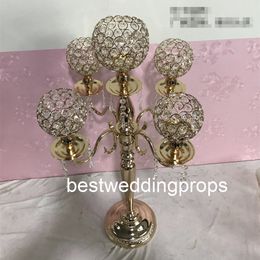 New style glass Iron metal candlestick, stem gold candle holders for home decor wedding table centrepiece best0868