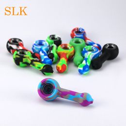 Colorful Silicone Pipes glass water bongs smoking pipe with smoking accessories Tool Tobacco Pipes Oil Herb Glass Bowl 420