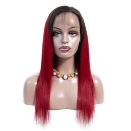 Ombre Colour Bug Straight Human Hair Wigs Purple Brazilian Hair Density 180% wig Pre Plucked hairline 4* 4 Human Hair Lace Front Wigs