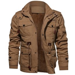 Mens Winter Plus Size Thick Warm Jackets Coats Fleece Jackets Male Tactical Army Jackets Pockets Tops