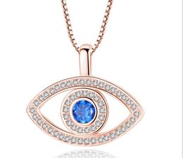 European and American individual creativity micro setting zircon Blue Eye Necklace temperament evil eye clavicle chain