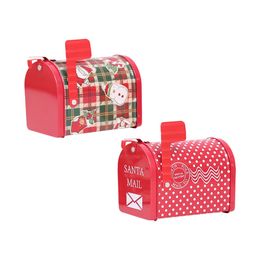 Christmas Mailbox Candy Box Xmas Kids Candy Gift Tin Box Mailbox Case Santa Claus Snowman Printed Candy Storage Container