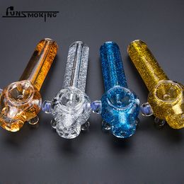 Glass Hand Pipe With Liquid Glycerin Smoking Pipes Tobacco Pyrex Colorful Spoon Christmas Mini Pyrex Pot Bubbler Labsheady 211