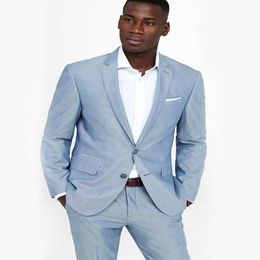 Brand New Sky Blue Men Wedding Tuxedos Notch Lapel Groom Tuxedos Fashion Men Blazer 2 Piece Suit Prom/Dinner Jacket (Jacket+Pants+Tie) 2622