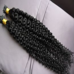 Mongolian Kinky Curly Natural Black Hair Extensions Italian keratin Human Hair Extensions Kinky Curly Stick I TIP Hair Extensions Pre Bonded