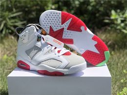 2021 Release Authentic High 6 Hare Outdoor Shoes Men Women Neutral Grey White True Red Black 6S Trainers Sneakers CT8529-062 With Original Box