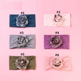 6 Colours fashion baby Turban Nylon Headband super soft patchwork flower hair accessories children kids headbands 9*5cm