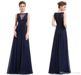 Navy Blue Evening Dresses Long Shoulder Elegant Temperament European And American Noble Shoulder Long Skirt Lace Bridesmaid Dresses DH4221