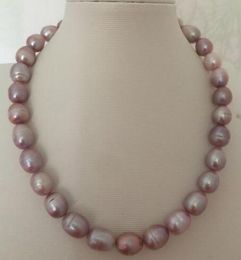 Gorgeous12-13mm South Sea Baroque lavender pearl necklace 18 "925 sterling silver