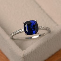 Fashion Ring Big Square Sky Blue Stone Rings For Women Jewelry Wedding Engagement Gift Inlaid Stone Rings
