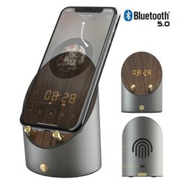 3 In 1 Portable Bluetooth with Induction Speakers Wireless Stereo Loudspeaker Amplifies Induction Portable Alarm Clock Phone Holder Speaker