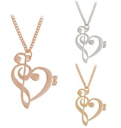 pretty Love Note Necklaces Music Note Heart of Treble and Bass Clef Necklace Women Jewelry Infinity Charm Heart Pendant Necklace WY379